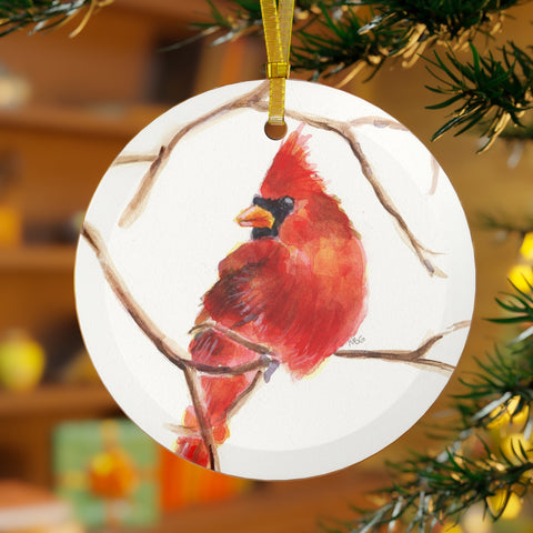 Cardinal-Glass Ornament