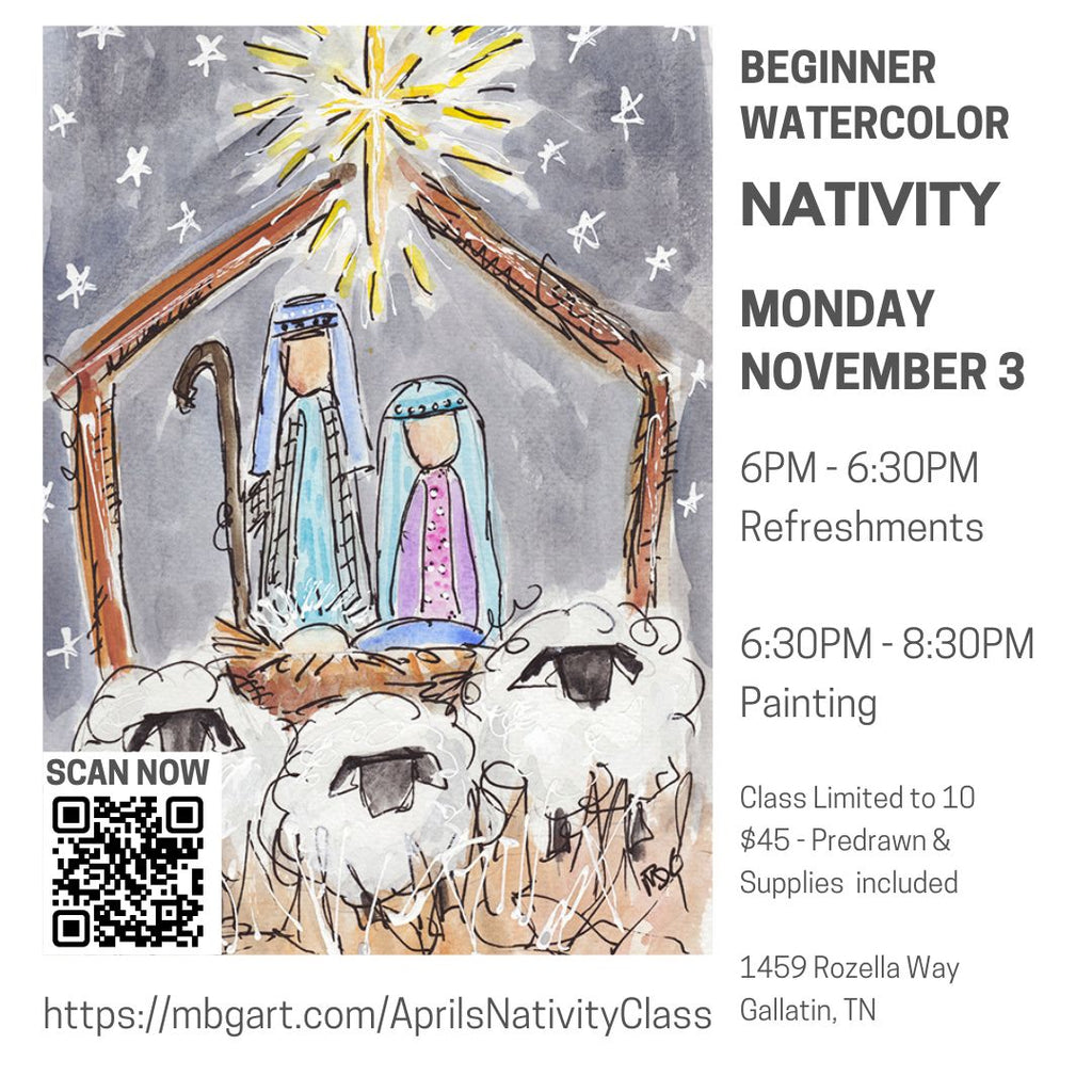 Art Classes - Beginner Watercolor Nativity -April's Friends