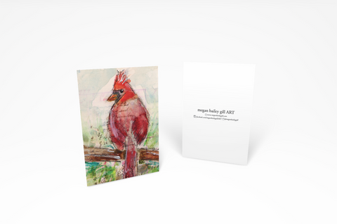 Vintage Collage Cardinal 01 Note Card or Greeting Card