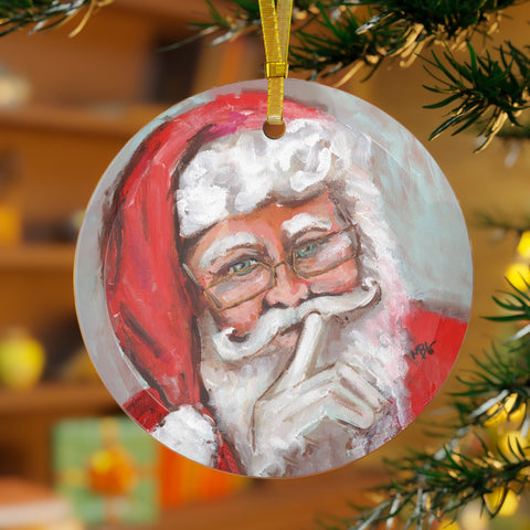 Santa-Glass Ornament