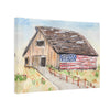 Old Barn with Painted American Flag Watercolor Canvas Photo Tile