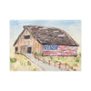 Old Barn with Painted American Flag Watercolor Canvas Photo Tile